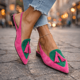 Adéla | Elegantní bicolor dámské muly s trendy bambulkami