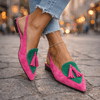 Adéla | Elegantní bicolor dámské muly s trendy bambulkami