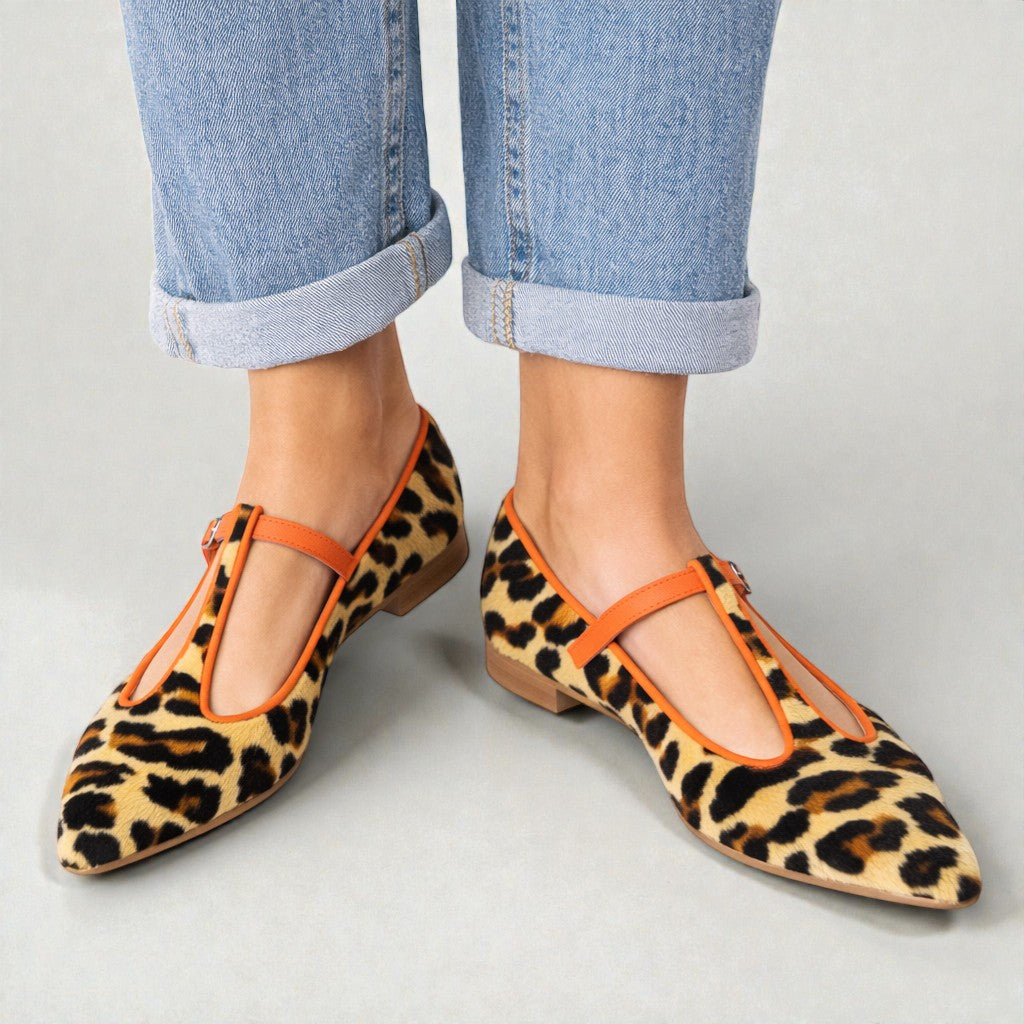 Michaela | Leopardí t-strap baleríny