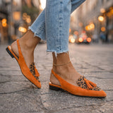 Adéla | Elegantní bicolor dámské muly s trendy bambulkami