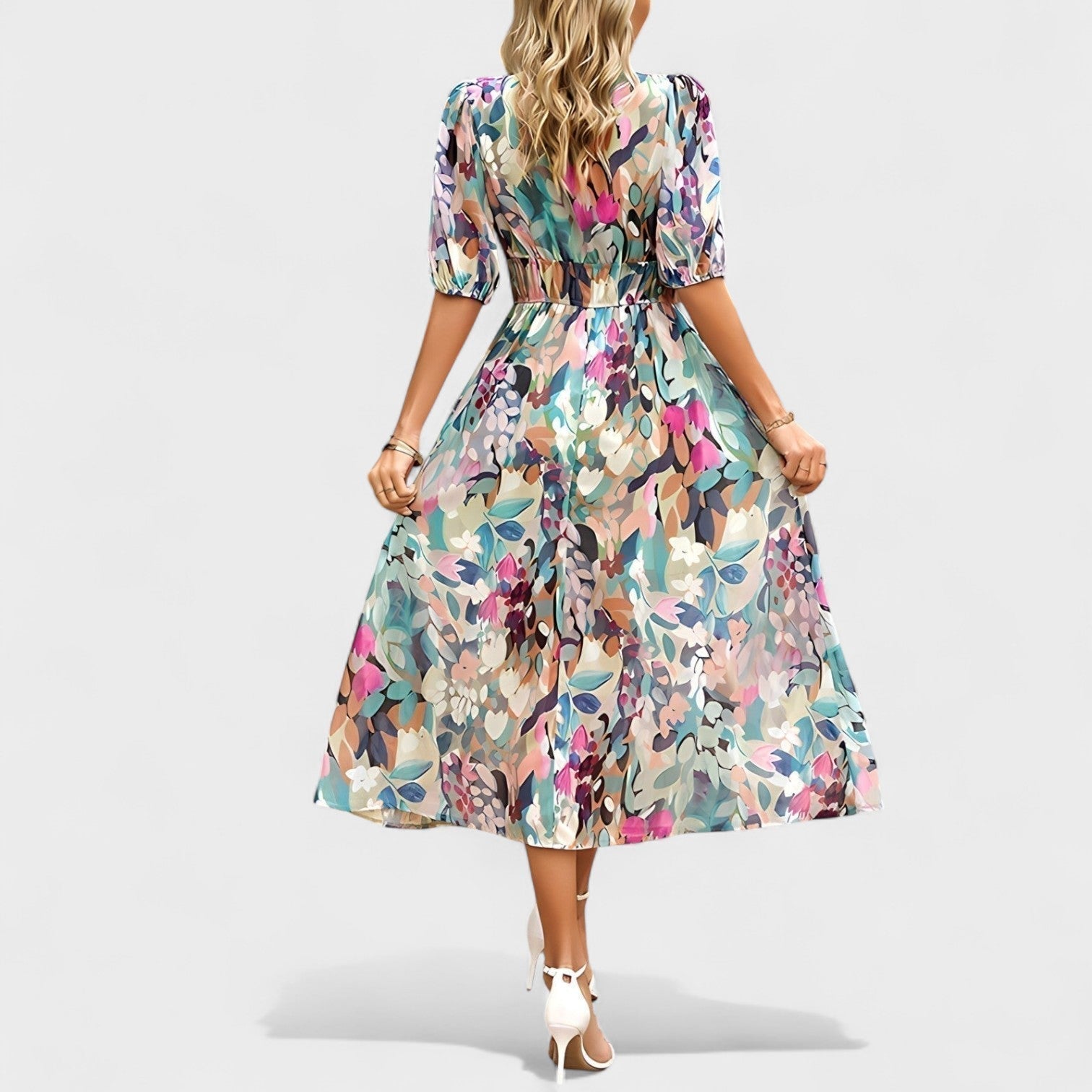 Kristýna | Elegantní květinové midi šaty
