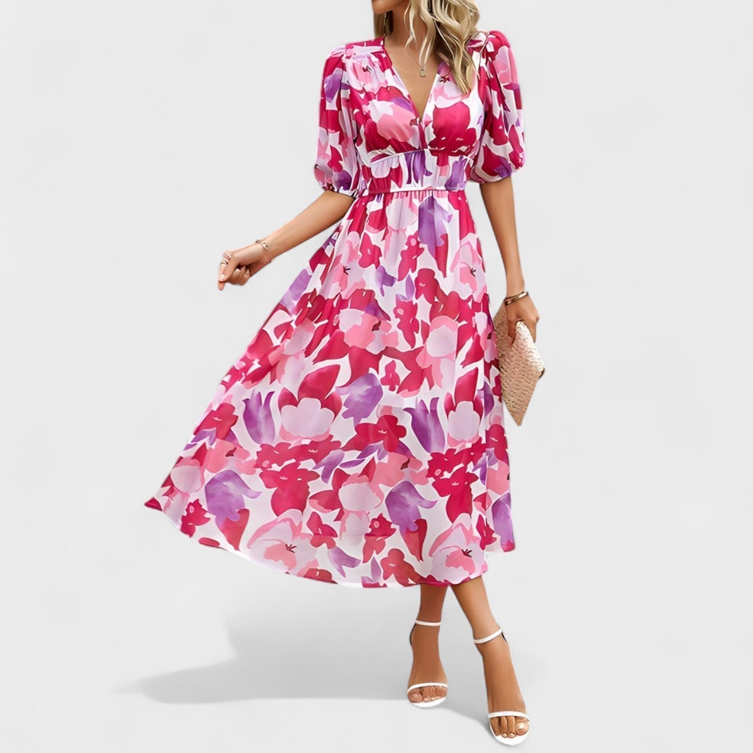 Kristýna | Elegantní květinové midi šaty