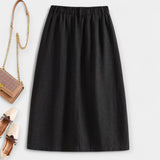 Magdaléna Elegantní Midi Vintage Sukně Předníkapsami