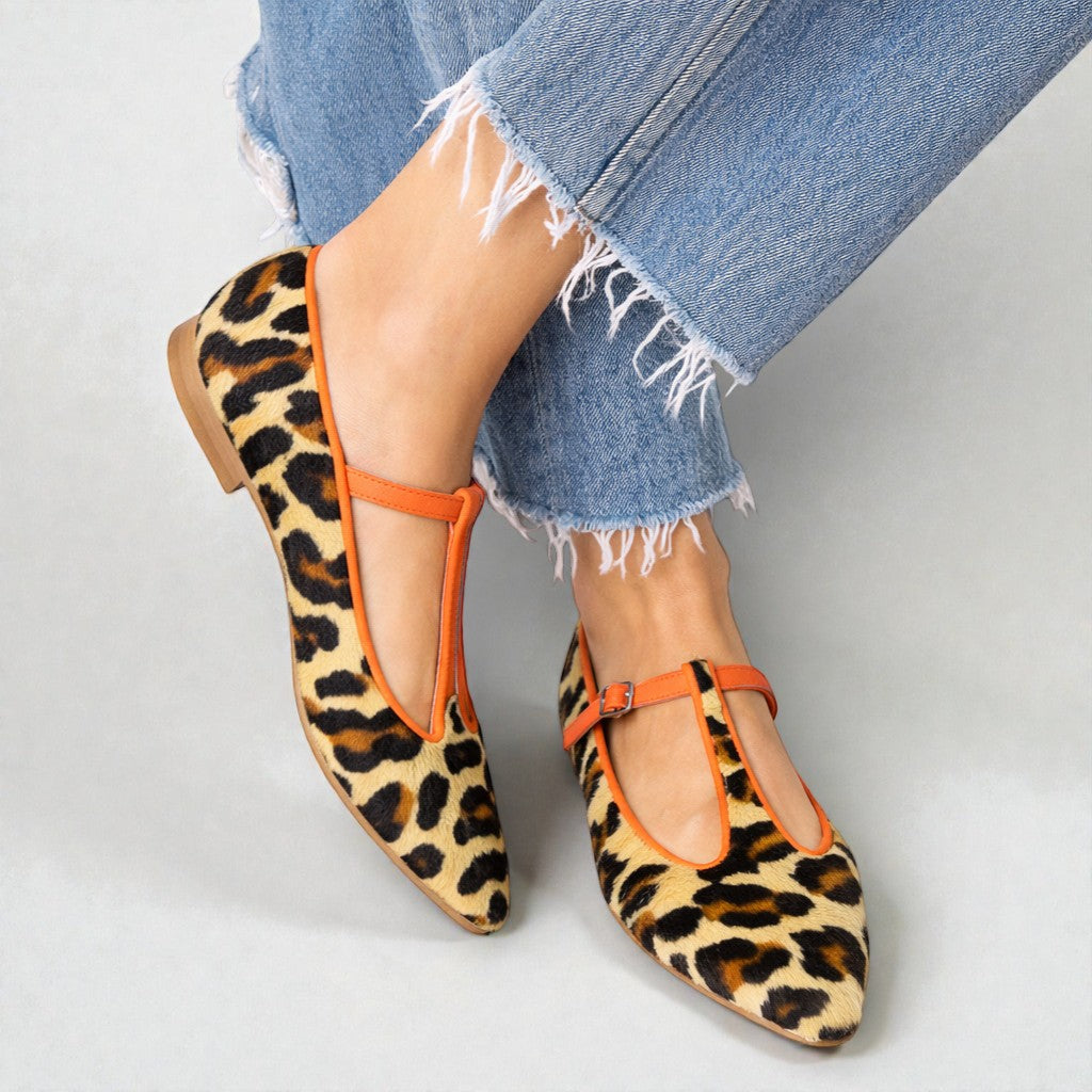 Michaela | Leopardí t-strap baleríny